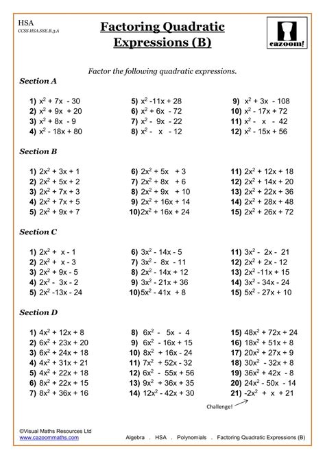 Math Worksheet Algebra 1