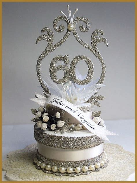 60th Wedding Anniversary Cake Topper by PatriciaMinishDesign