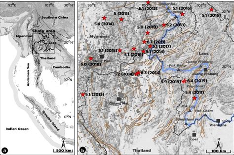 (a) Map of Thailand and neighboring countries indicating the area under ...