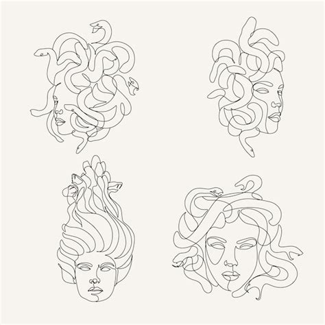 Premium Vector | Medusa Head Line Art Vector drawing