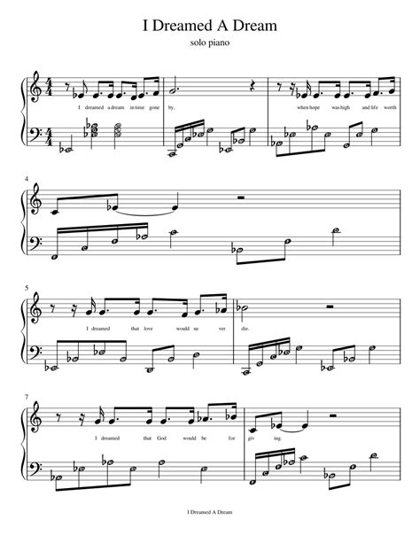 I Dreamed A Dream Sheet music for Piano (Solo) Easy | Musescore.com