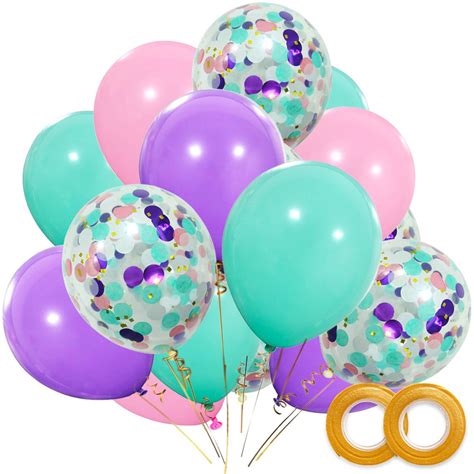 Buy Haptda Unicorn Balloons 40 Pack, 12 Inch Light Purple Pink Seafoam Blue Latex Balloons with ...