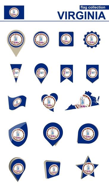 Premium Vector | Virginia Flag Collection Big set for design