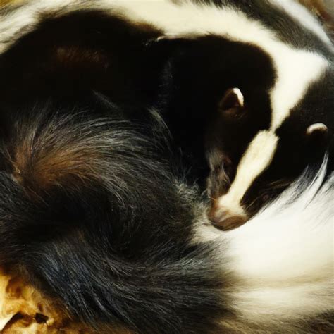 a cute skunk is sleeping curled up | OpenArt