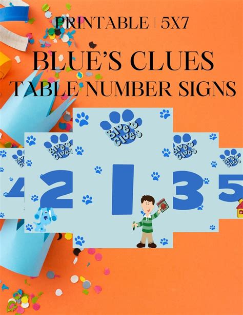 Blue's Clues Baby Shower Table Number Signs, Baby Shower Table ...