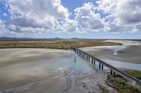 Aerial of Railway Bridge Across Tidal Creek Stock Image - Image of beach, approach: 227775251