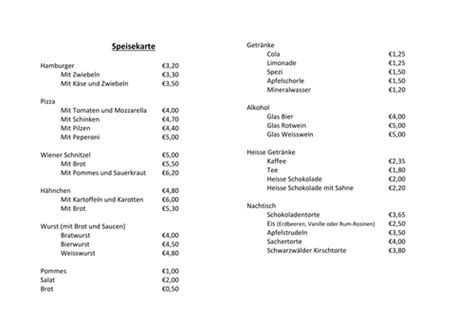 German Menu | Teaching Resources