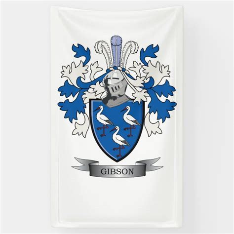 gibson coat of arms and family crest on a white wall hanging plaque ...