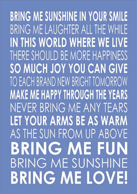 Bring Me Sunshine Morecambe and Wise Song Word Wall Art Typography Words Verse | eBay | Song ...