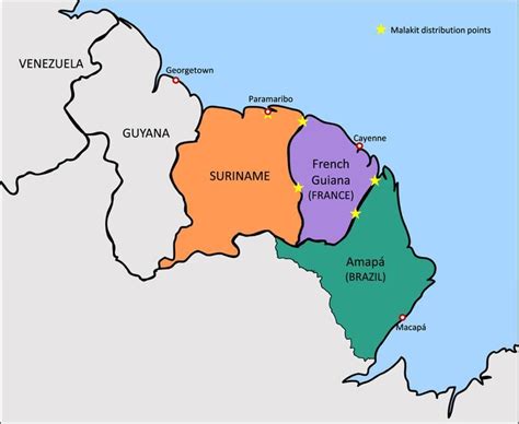 Map showing the correct borders of Suriname. | Map, Suriname, Borders