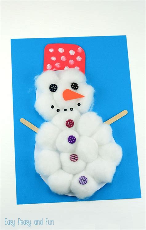 Cotton Ball Snowman Craft | Winter crafts preschool, Preschool crafts, Winter snowman craft