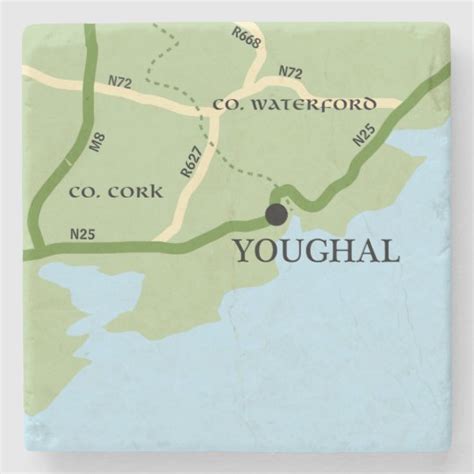 Youghal County Cork Ireland Road Map Stone Coaster | Zazzle.com