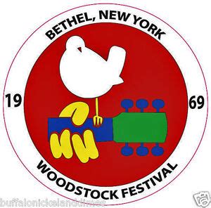 WOODSTOCK FESTIVAL 1969 Round Bumper Sticker DOVE & GUITAR Car Decal ...