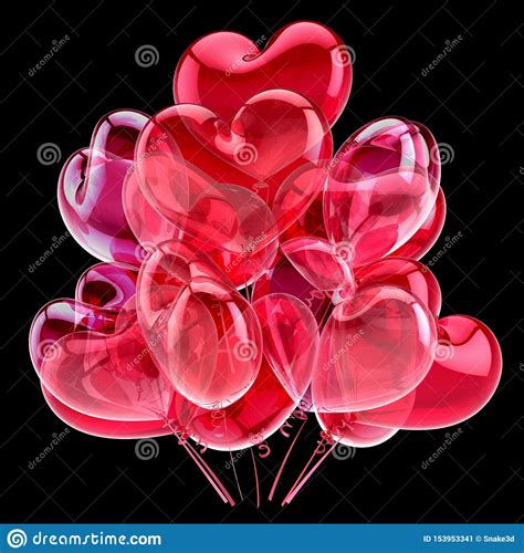 Pink Heart Balloons Party Birthday Decoration Glossy Over Black Stock ...