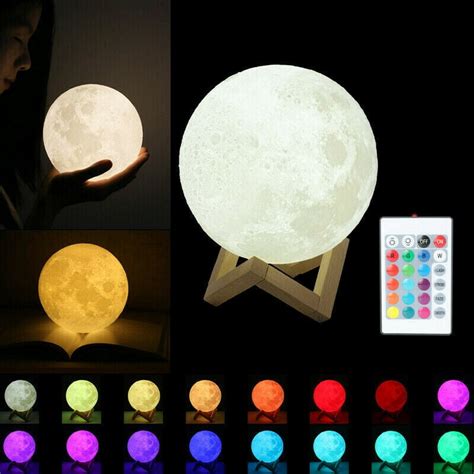 3D Moon Lamp USB LED Night Light Moonlight Xmas Gift Touch Sensor Color ...