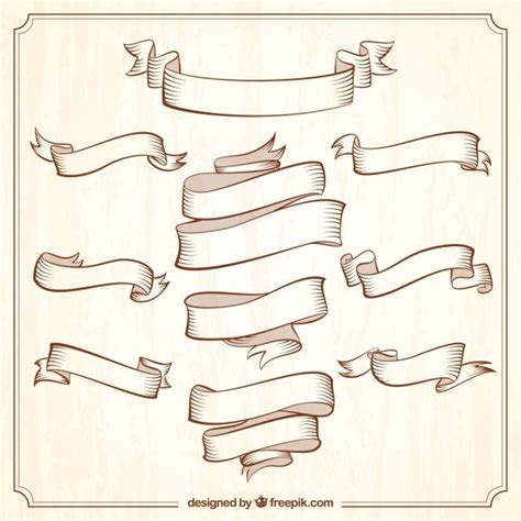 Premium Vector | Collection of vintage ornamental ribbons | Tattoo ...