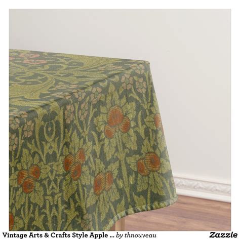 Vintage Arts & Crafts Style Apple Pattern Fabric Tablecloth | Zazzle ...