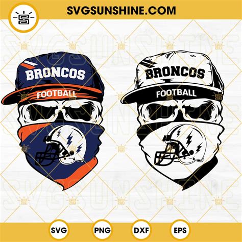 Denver Broncos Skull SVG, Broncos Football SVG PNG DXF EPS Cut Files