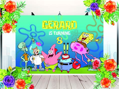 Spongebob Backdrop Spongebob Backdrop Birthday Spongebob | Etsy