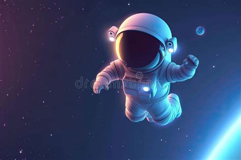 Cute Cartoon Astronaut Flying in Zero Gravity Space Stock Illustration ...