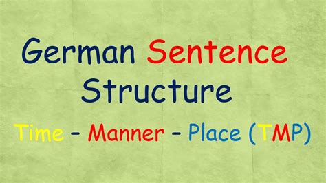 Learn German / German sentence structure / TMP in German / Sentence ...