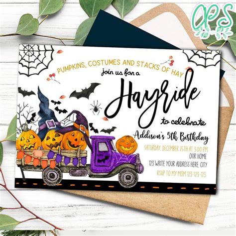 Halloween Hayride Invitation Customizable template DIY | CustomPartyShirts Studio