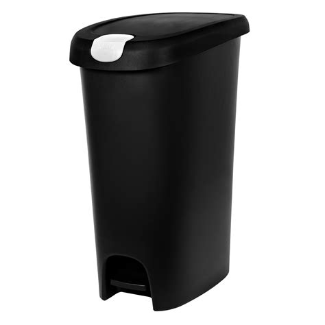 Hefty 12 Gallon Trash Can, Plastic Lockable Slim Step On Kitchen Trash ...