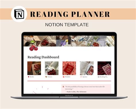 Reading Planner Notion Template , Notion Reader Templates, Notion ...