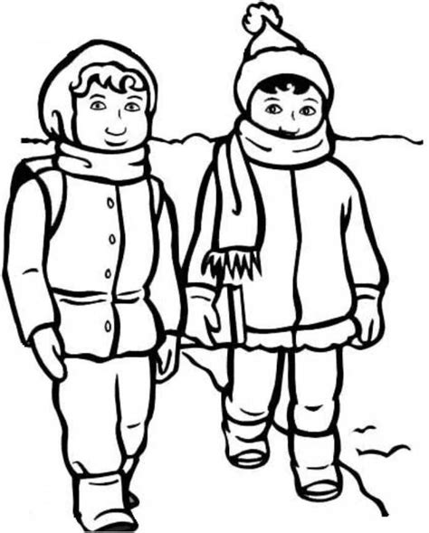 Winter Clothes Coloring Page - Coloring Home