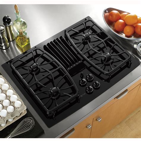 GE Profile Series PGP989DNBB 30" Gas Ceramic-glass Downdraft Cooktop ...