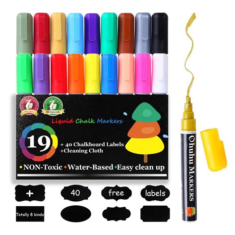 19 Pack Dry Erase Markers Liquid Chalk Markers Pens with Erasable Ink ...