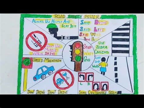 Road Safety day poster Drawing|Road Safety Day easy Drawing|Road Safety Day Drawing for ...