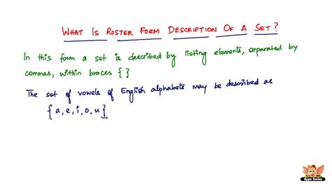 What is Roster form description of a Set ? - YouTube