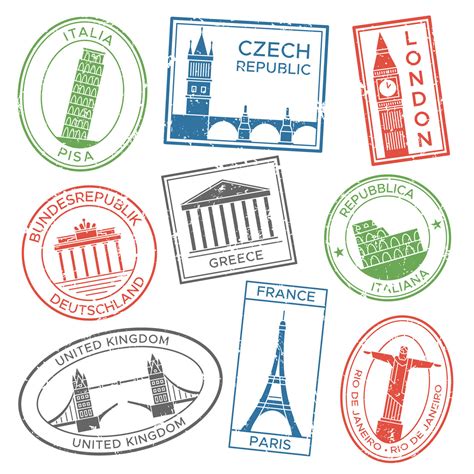 Vintage travel stamps for postcards with europe countries architecture By Tartila | TheHungryJPEG