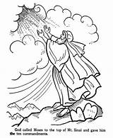 Moses On The Top Of Mount Sinai Receive Ten Commandments Coloring  sketch template
