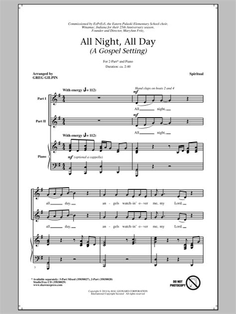 All Night, All Day | Sheet Music Direct