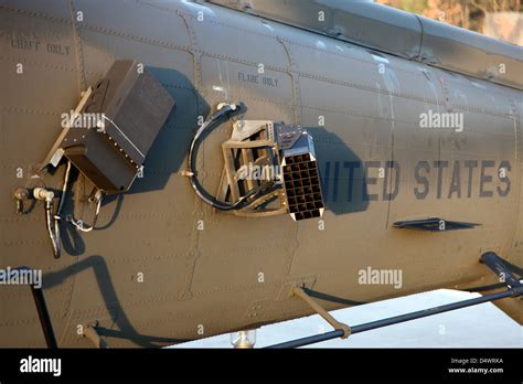 Chaff and flare dispensers on a U.S. Army UH-60L Blackhawk Stock Photo ...