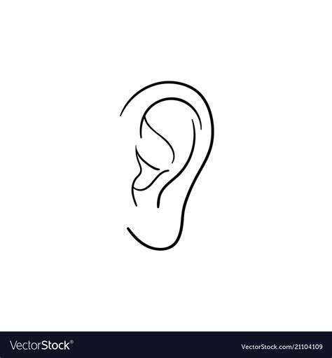 Human ear hand drawn outline doodle icon Vector Image