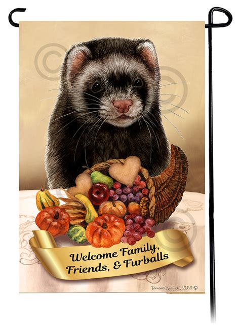 Ferret Black Sable Thanksgiving - Garden Flag - | Pet Gifts USA