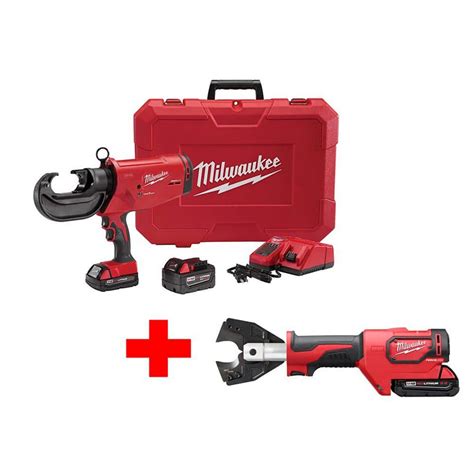 Milwaukee M18 18-Volt Lithium-Ion Cordless Force Logic 750 MCM Crimper with Free M18 Cable ...