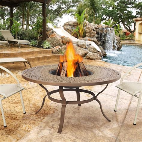 Real Flame Florence 47-Inch Wood Burning Fire Pit Table - Chocolate Brown - 920 : BBQGuys