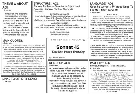 Sonnet 43 - Elizabeth Barrett Browning (Summary Sheet)