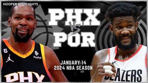 Phoenix Suns vs Portland Trail Blazers Full Game Highlights | Jan 14 | 2024 NBA Season - YouTube