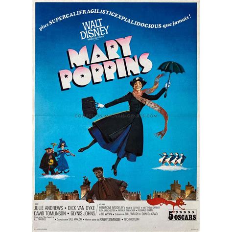 MARY POPPINS French Movie Poster - 15x21 in. - 1964/R1970