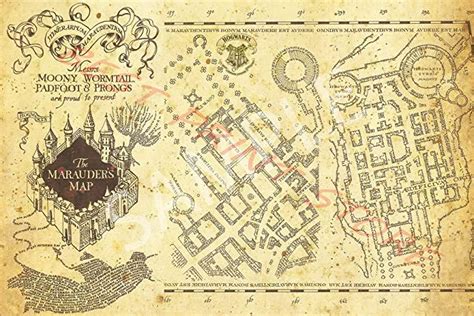 Amazon.com: Best Print Store - Harry Potter Inspired - Hogwarts, The Marauder's Map Poster (16 ...