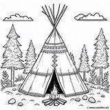 Indian tipi coloring Page Download Or Print For Free sketch template