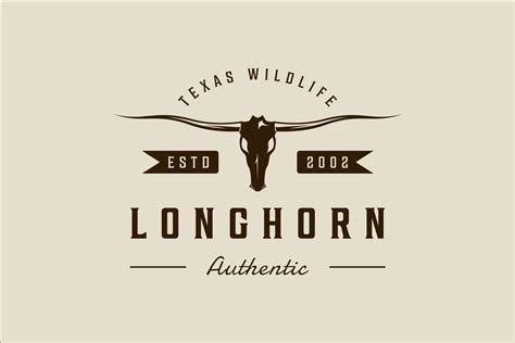 longhorn texas logo vector vintage | Creative Market