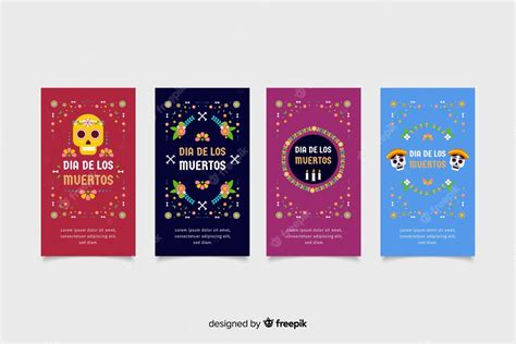 Free Vector | Traditional dia de muertos symbols for social media stories