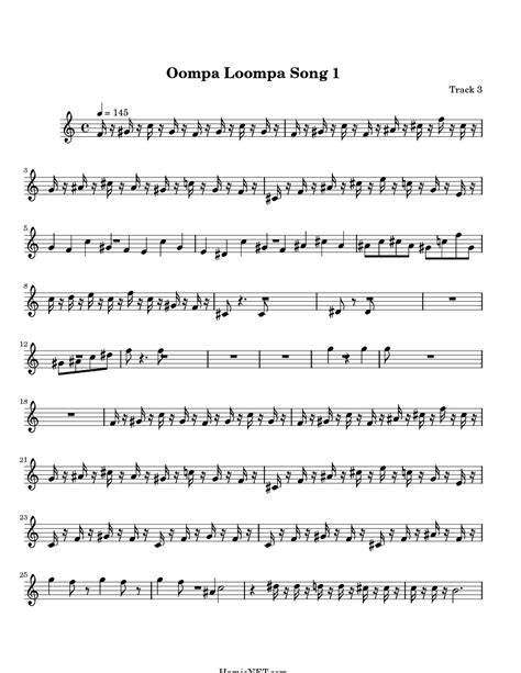 Oompa Loompa Song 1 Sheet Music - Oompa Loompa Song 1 Score • HamieNET.com