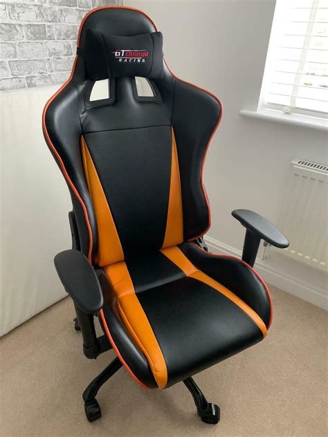 GT Omega PRO Racing Office Chair Black & Orange Leather. | in Honiton, Devon | Gumtree